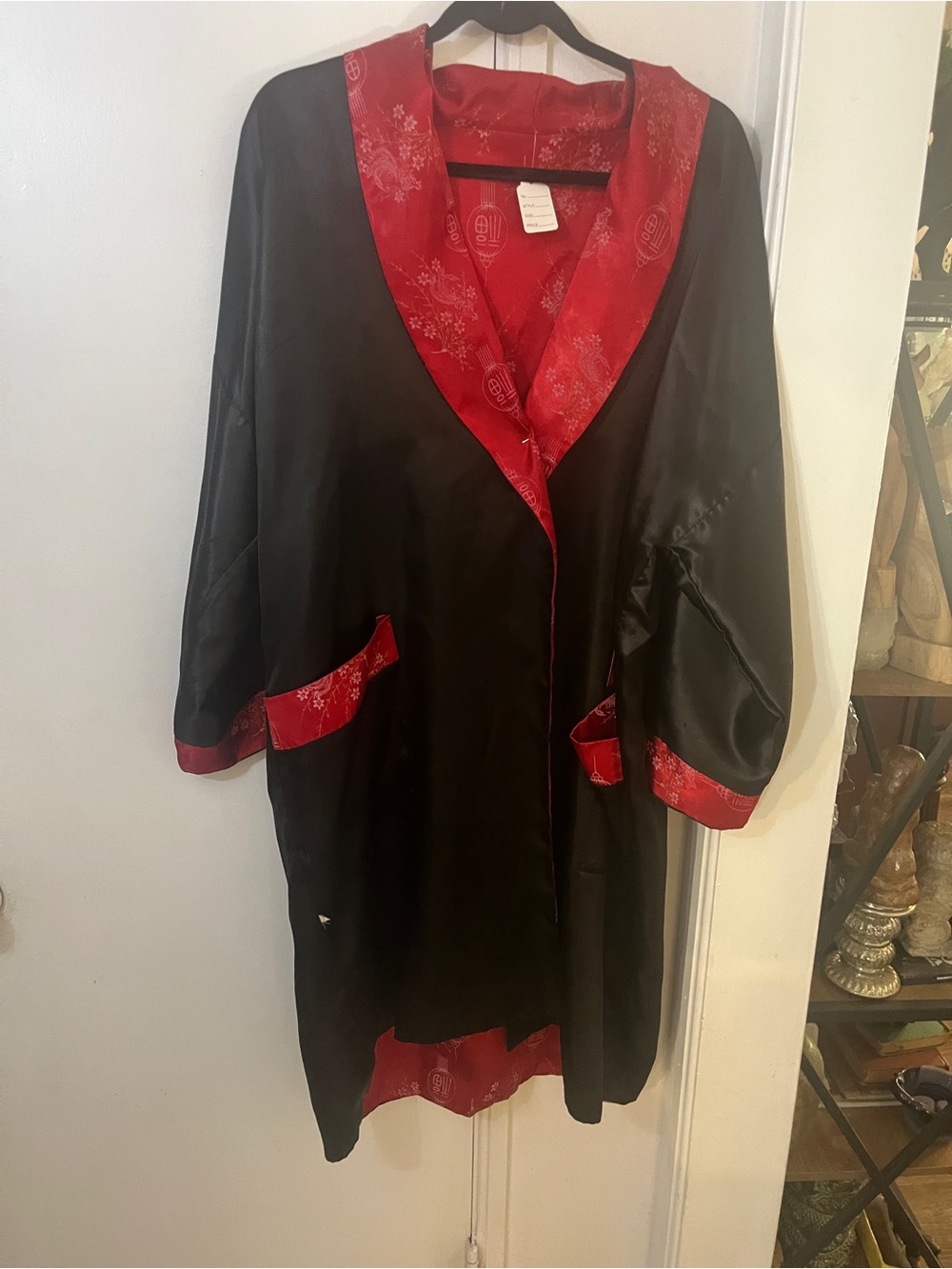 Satin Black Robe with Red Trim